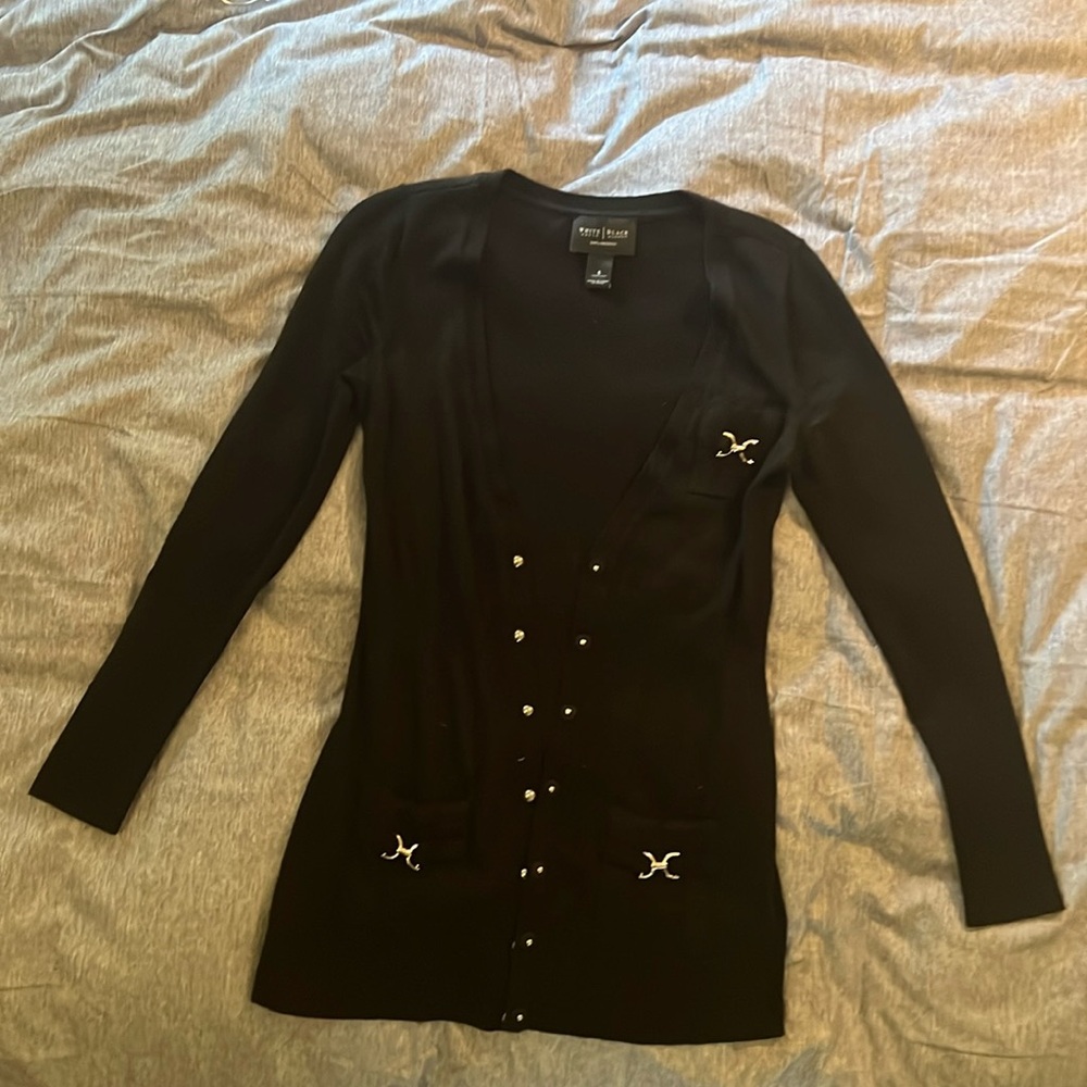 Black, merino cardigan